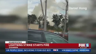 Video: Lightning Strike Starts Fire In Oceanside