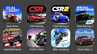 Real Moto, CSR Racing, SCR Racing 2, Real Racing 3, Asphalt X Treme, Traffic Rider, Bike Jumping...