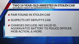 Two teens arrested in stolen car after hitting squad car