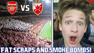 ARSENAL vs RED STAR BELGRADE! ArsenalFanTV FAT SCRAPS, SMOKE BOMBS and FLARES!