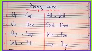 20 Rhyming words| Rhyming words in English | rhyming words list | rhyming words song | Rhyming words