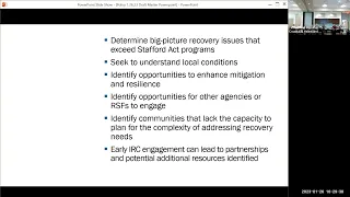 Hurricane Ian Recovery Discussion with the Federal Interagency Recovery Coordination (IRC) Team