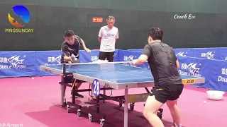 Fan Zhendong trains hard with coach Wang Hao 王皓