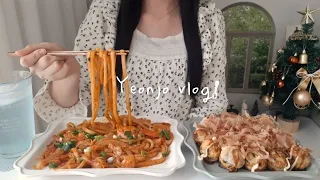 🐙 Homemade takoyaki and Buldak stir-fried udon, mass production of seaweed rolls/ Korean vlog