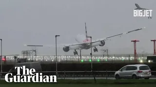 Plane makes bumpy landing at London Heathrow during Storm Gerrit