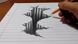 Trick Art on Line Paper - Drawing 3D Hole