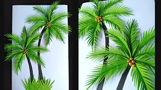 How to Make Coconut Tree from Paper || DIY Paper Crafts || Membuat Karya Seni Aplikasi Pohon Kelapa