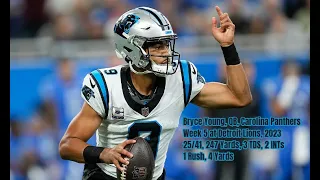 Bryce Young Week 5 Every Drop-Back, Pass, and Run Carolina Panthers at Detroit Lions NFL 2023