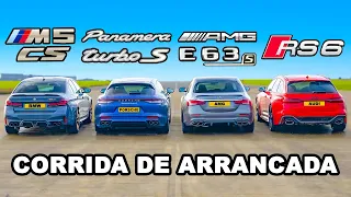 BMW M5 CS vs AMG E63 vs Audi RS6 vs Porsche Panamera Turbo: CORRIDA DE ARRANCADA