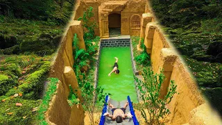 How To Build Swimming Pool Water Slide Park Around Secret Underground House