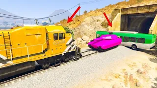 CAN YOU STOP THE TRAIN IN GTA 5 ? #2 (Can 100 Police cars stop the train in gta 5?) funny moments