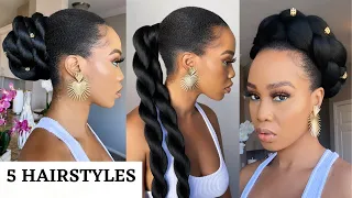 🔥5 QUICK & EASY HAIRSTYLES USING BRAIDING HAIR / Protective Style / Tupo1