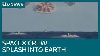 SpaceX crew capsule ends test flight with Atlantic Ocean splashdown | ITV News