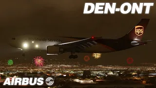 Best Cargo Aircraft In MSFS? - NYE Fireworks On Approach! - UPS A300F Into Ontario - 4K