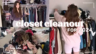 huge closet cleanout for 2024 ♥ declutter my clothes and reset with me!