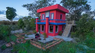 Girl Living Off Grid, Decorating My Little Villa With Around Garden and Fishes Pond