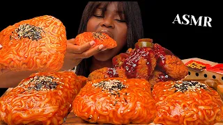 ASMR SPICY FIRE NOODLES WRAP & PEPE CHICKEN WINGS MUKBANG BY FastGoodCuisine, RECIPE |Eating Sounds|