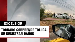 Tornado sorprende hoy en Toluca; registran choques, caídas de árboles y más daños