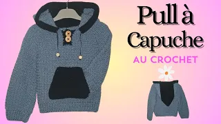 Pull à capuche au crochet tutorial pas à pas