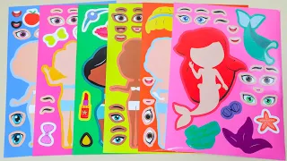 [ToyASMR] Decorate with Sticker Book Dress Up Disney Princess Ariel,Snow White,Jasmine,Belle,Aurora