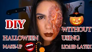 DIY HALLOWEEN MAKE UP / FAKE WOUND - Using glue,  tissue and old make-up