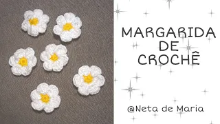 MINI MARGARIDA DE CROCHÊ PARA APLIQUE - 5 Neta de Maria #crochet