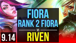 FIORA vs RIVEN (TOP) | Rank 2 Fiora, Rank 16, 4 early solo kills | Korea Challenger | v9.14