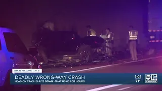 Deadly wrong-way crash shuts down I-10 at US-60
