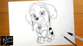 How to Draw SKYE from Paw Patrol Easy Step by Step
