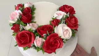 Подробный МК ЧАЙНЫЕ РОЗЫ! Как сделать КРАСНЫЕ розы из БЗК! Cake Decorating Ideas! Красивый торт!