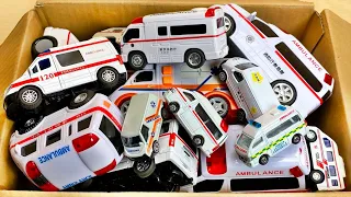 Ambulance minicar (ambulance toy) emergency driving test. Sound the siren and run down the slope