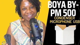 Unboxing my first BOYA BY-PM 500 CONDENSER USB MICROPHONE - Testing, Easy Set-up with Pop filter