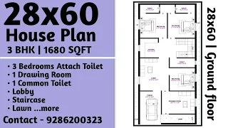 28 X 60 HOUSE PLAN | 3 BHK SET | ROYAL ARCHITECTS