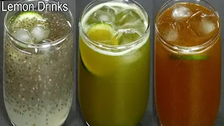 3 Ways of Lemon Drinks Recipe | How to make Refreshing Summer Drinks at Home