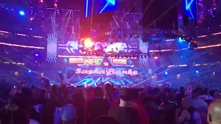 Sasha Banks , Naomi, Rhea Ripley , Liv Morgan, Shayna Bazler, and Natalya entrances WrestleMania 38￼