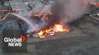 Massive fire consumes historic airport Hangar 11 in Edmonton