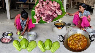 How Santali Tribal Girl Cooking Chicken Recipe With Fresh Vegetables | Rural Villagers Lifestyle