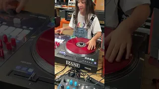 9 years old Dj Michelle scratching on Rane Twelve turntable