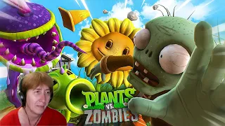 БАБУШКА СМОТРИТ ЗАРУБА НА ОГОРОДЕ (Plants vs Zombies) // Реакция на Хумас