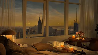 A Luxury New York Apartment With An Amazing View Outside Window - Jazz Music for Relax and Study