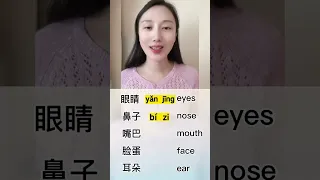 Body parts in Chinese. Eyes, Nose, Mouth, Face, Ear, in Chinese.#chinese #youtube #shorts #bodyparts