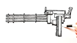 How to draw a Minigun easy