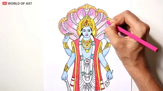 How to Draw Lord Vishnu full tutorial | lord vishnu full drawing