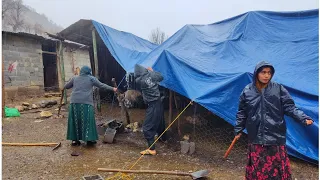 The nomadic lifestyle of Tayyaba family on a stormy day