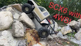 Axial SCX6 with 4ws!! Watch this RC in action on my crawler course and a overview on how I did it.