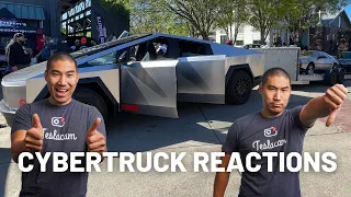 People React To Cybertruck Pulling A DeLorean At Car Show - TESBROS