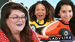 We Tried To Play Mario Kart While Doing Our Makeup • Ladylike