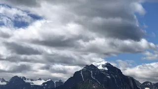 Temple Mountain Time-lapse. Dramatic clouds roll past large mountain in the Canadian Rockies