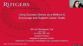 FCS: WA Job Developers: Using Success Stories as a Method to Encourage and Support Career Goals