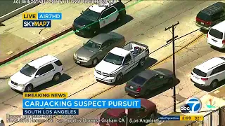 RAW VIDEO: Suspect arrested after slow-speed pursuit in South Los Angeles | ABC7